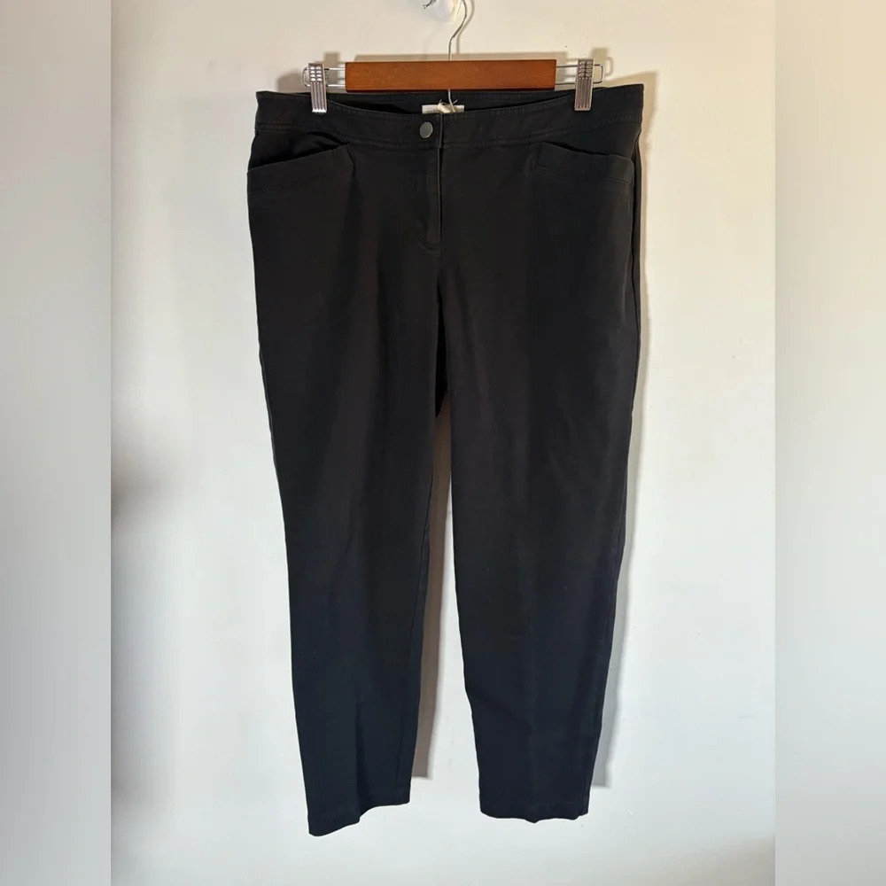 Eileen Fisher‎ Organic Cotton Ankle Zip Black Pants Size Medium 0236
